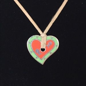 Cleo Bleu Sterling Silver & enamel heart pendant